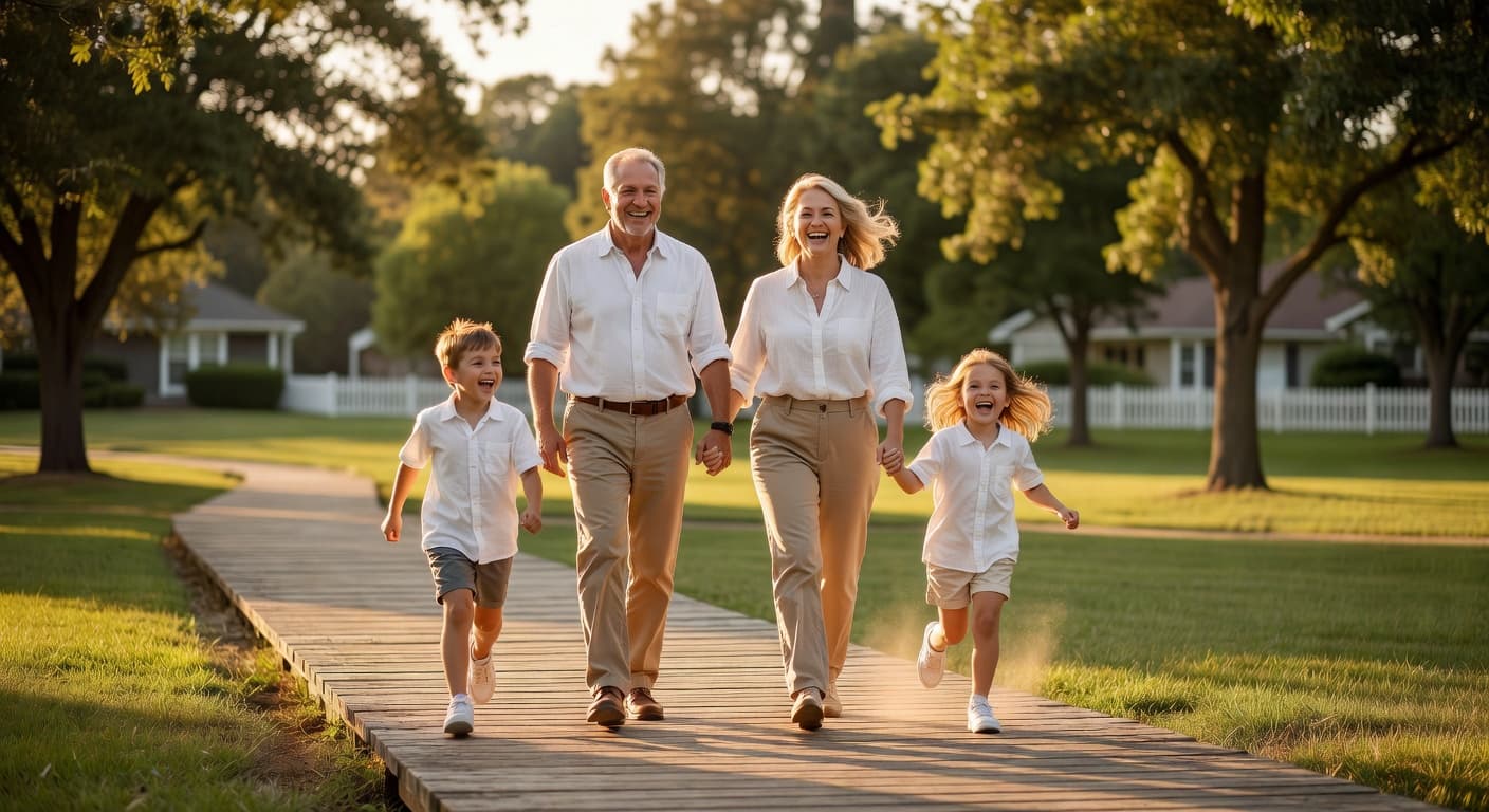 Multi-generational family enjoying outdoor activity together — joint embolization gives chronic pain patients their lives back