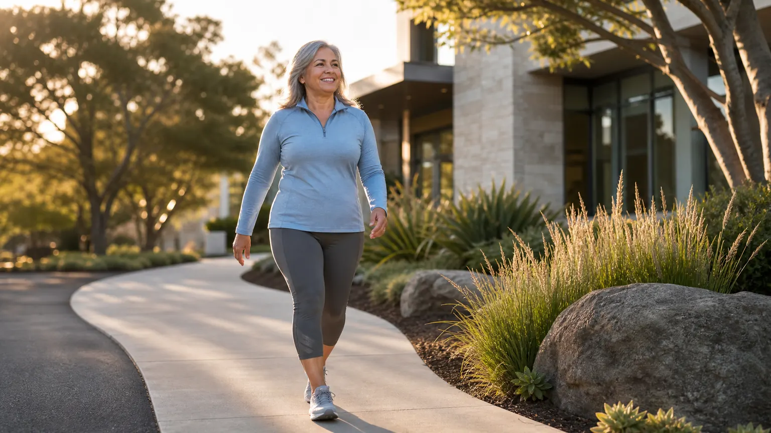 Queens patient walking comfortably after non-surgical knee pain consultation